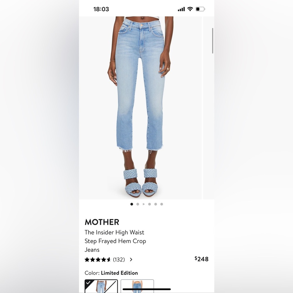 MOTHER High Waist Step Frayed Hem Jeans in Light Blue